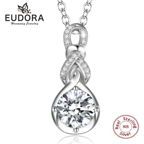 Eudora 925 Sterling Silver Water Droplets Beans Necklaces & Pendants For Women 2020 New Trend 925 Silver Fasion Jewellery D084