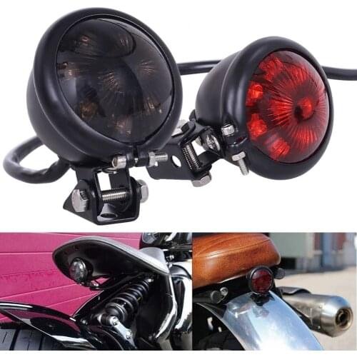 Motorcycle 12V LED Taillight Red Brake Light Vintage Racer Style Rear Lamp Tail Smoke Lens Rear Stop Lamp Bobber Scrambler