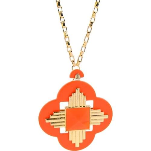 Gold Color Chain Women Fashion Necklace Colorful Flower Pendant European Necklace For Winter Sweater