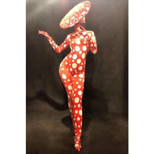 Women Sexy Stage Wear Wave Point Sexy DjDs Gogo Jumpsuit 3D Printed Bodysuit Nightclub Party Celebrate Show Dancer Singer