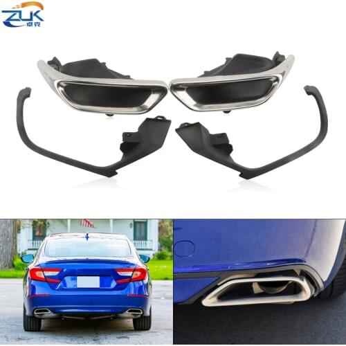 ZUK 4PCS EX Muffler Exhaust Pipe End Finisher Tailpipe & Bracket Holder Upgrade Set For HONDA ACCORD 2019 2020 10th Generation