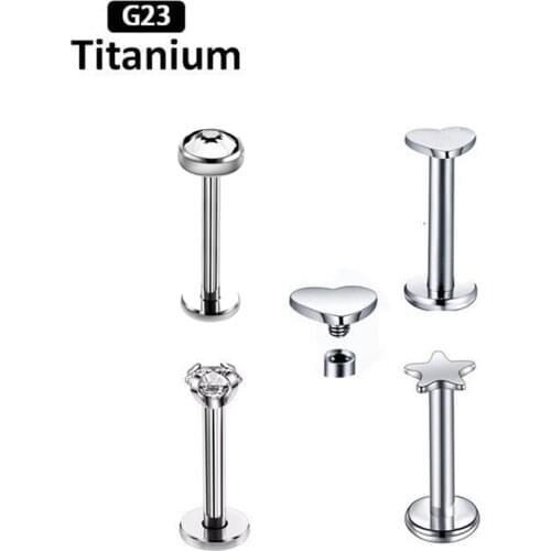 1PS G23 zircon heart-shaped Pentagram star shaped round cone-shaped multi style lip nail earring body piercing Jewelry