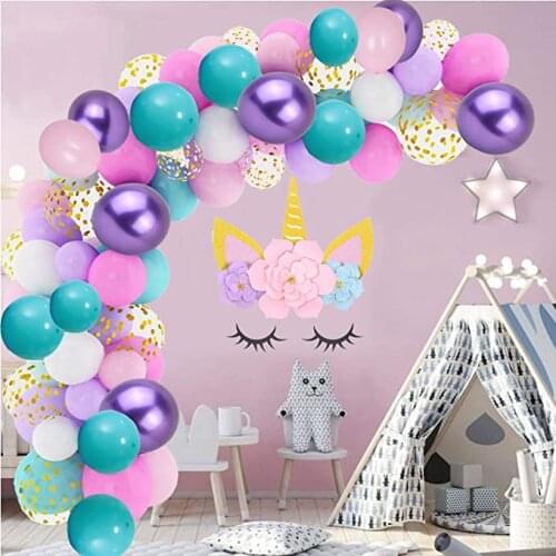 115Pcs Macaron Balloon Arch Mermaid Balloons Garland Kit Gold Confetti White Light Mint Green Unicorn Ballons Globos Baby Shower
