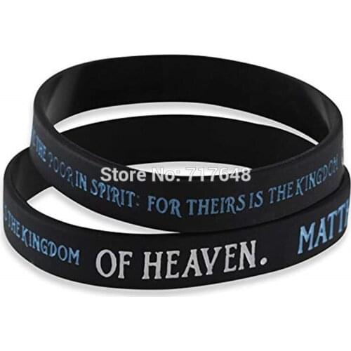 300pcs Bible Verses Matthew 5:3 wristband silicone bracelets free shipping by FEDEX A