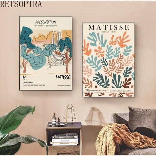 Abstract Matisse Style Wall Art Canvas Painting Art Flowers Leaf Plant Print Poster Home Decoration