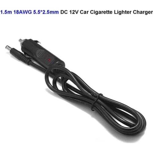 12V 24V DC 5.5mm x 2.5mm Car Cigarette Lighter Power Adapter Plug 18AWG 1.5m Cable For DVD Player Car Camera Truck Bus Van Boat