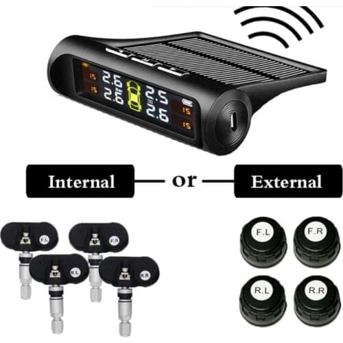 Car TPMS Tire Pressure Monitoring System Solar Energy TPMS Digital LCD Display Auto Security Alarm Systems
