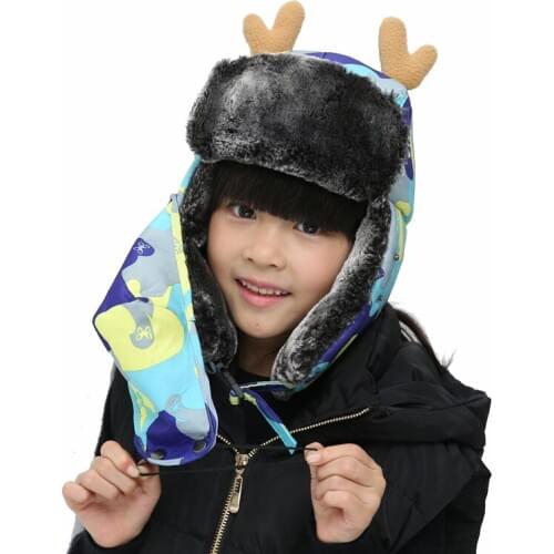 B-8473 Childrens Bomber Hat Adult Warm Bomber Hats Students Outdoor Windproof Warm Hat Deer Cap Ear Protection Winter Hat