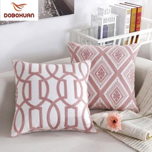 Embroidery Striped Nordic Pink Throw Pillows Home Decorative Crocheted Pillow Covers Sofa Romantic New Year Gifts Cushion Cover