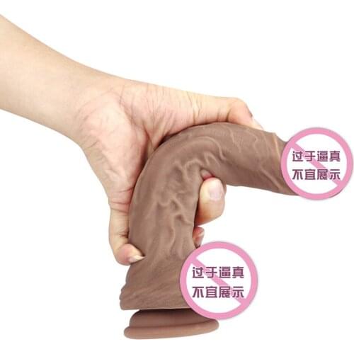23cm Suction Cup Dildo Lifelike Soft Liquid Silicone Dildo Artificial Penis Female Masturbator Adult Sex Toys Condoms For Women