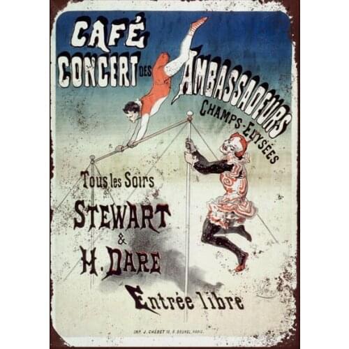 French Ambassadors Cafe Retro tin sign nostalgic ornament metal poster garage art deco bar cafe shop