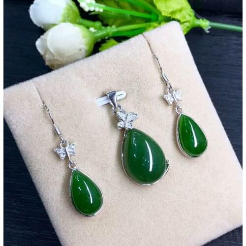 Hetian Biyu, silver inlay, jasper dripping set, elegant color 29