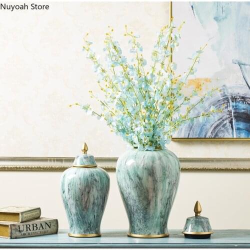 Simple Ceramic Vase Marble Pattern Decorative Vase Dried Flower Flower Arrangement Accessories Handicraft Wedding Decoration