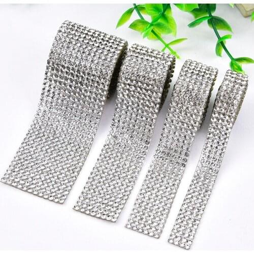 2.5mm Clear Rhinestone Mesh Trimming Iron on Crystal Diamond Hot Fix DIY Glass Tape Band for Wedding Belt Clothing Accessories