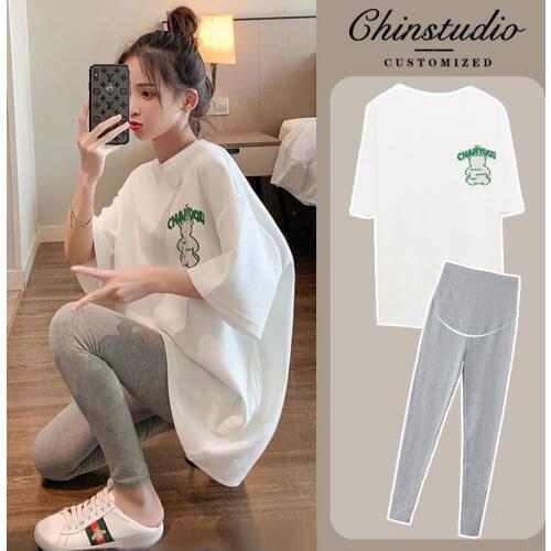 Maternity Summer Coat, Cotton Suit, White T-shirt Dress, Short-sleeved Bottoming Shirt for Pregnant Women Pregnant Clothes