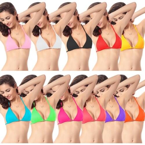 Hot Sale Beach Strappy Bikini Bandage Swimsuit Bra Solid Color Promotion Female Swimwear Cheap Sexy Women Bikini Top