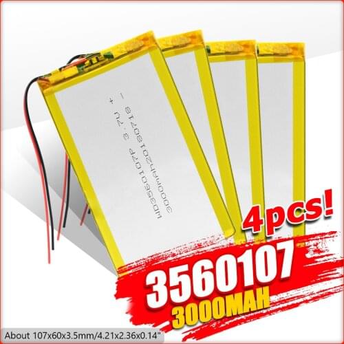 3.7V 3000mAh 3560107 Lithium Polymer Li-Po li ion Rechargeable Battery Lipo cells For Bluetooth Speaker Notebook Electrograph