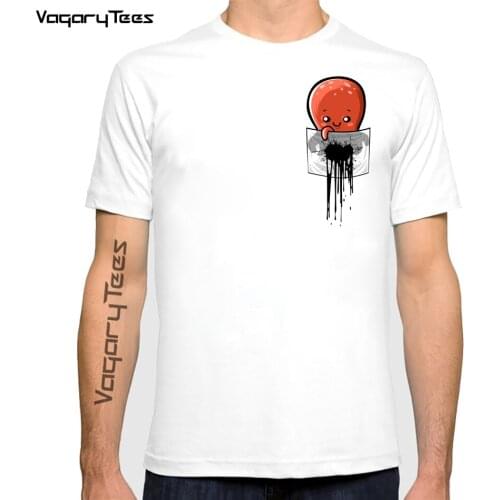 Fashion Men T-Shirt Hipster Octopus in pocket T Shirts Men casual Top Cool animal staining you T-Shirt For Adult Tshirts Clothes