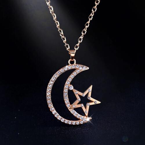 Fashion Gold Chain Sailor Moon Star Necklace Long Chain Crystal Necklace Pendants for Women jewelry Christmas Gifts nken25