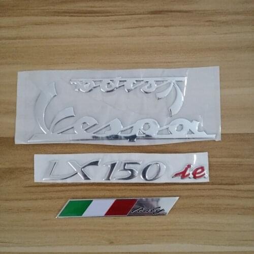 Motorcycle 3D Silver Italy Italian Flag Car Emblem Stickers Decal for PIAGGIO Vespa LX 150 LX150 ie