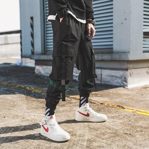 Hip hop men pantalones hombre kpop casual cargo pants many pockets joggers modis streetwear trousers harajuku sweatpants harem