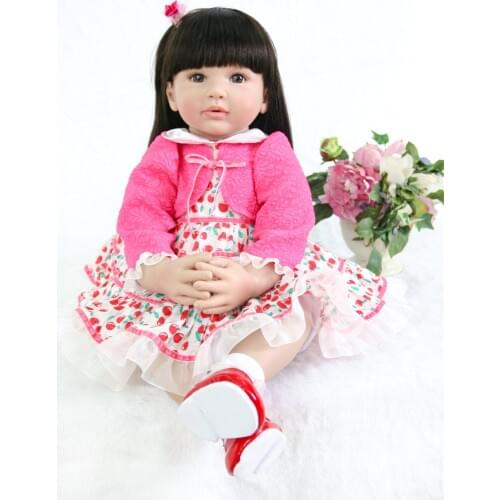 Touch soft Silicone Reborn Baby Dolls large size about 60cm baby live Girl toy Bebe Reborn Babies Bonecas brinquedo menina BJD