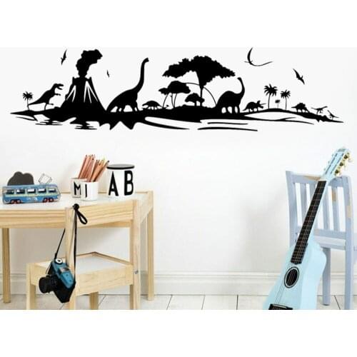 Jurassic World Dinosaurs Wall Sticker Landscape Volcano Wall Decals Vinyl Home Decor for Kids Room Nursery Wall Paper Mural A963