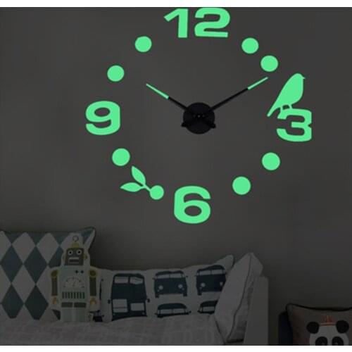 Wall Clocks New Luminous Large Clock watch Horloge 3D DIY Acrylic Mirror Stickers Quartz Duvar Saat Klock Modern mute