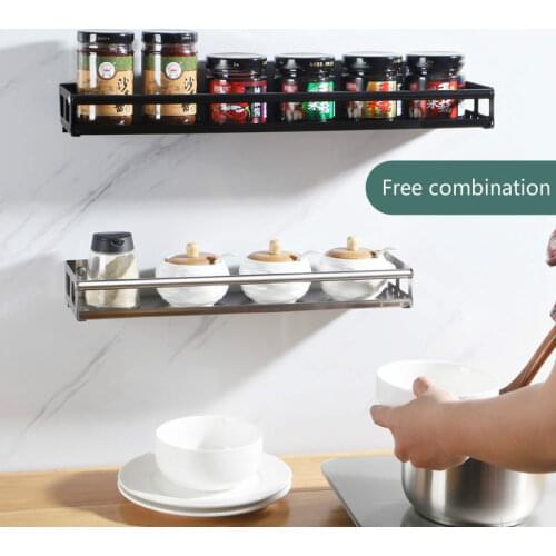 Stainless Steel Rack Paste Type Wall Hanging Holders Bottles Sundries Kitchen Storage Toiletries Organizer Bathroom Towel Shelf