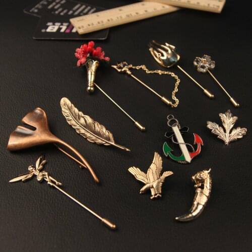 New Fashion Lapel Pins Beaded Floral Crystal Brooches for Women and Men Suits Handmade Brooch metal gifts 5pcs/lot