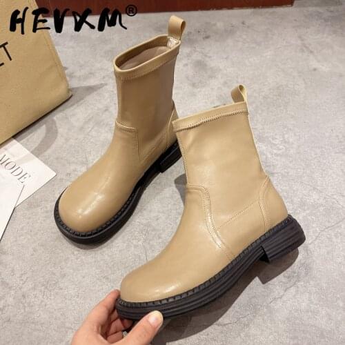 2021 New Women Boots Pu Chelsea Non-slip Female The New Fashion Black White Square Toe Square Heel Botas Altas Mujer