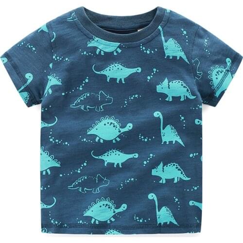 2020 new Brand Summer boys girls t-shirt Jurassic World dinosaur Print car 3D Embroidery Cotton Tees tops baby Kids clothing
