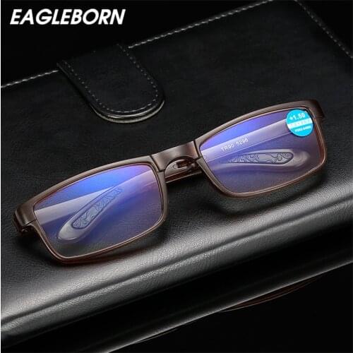 New Folding Prevent Blue Light Men Reading Glasses Anti-fatigue Myopia Glasses TR90 Frame Fold Prescription Glasses Men The Aged
