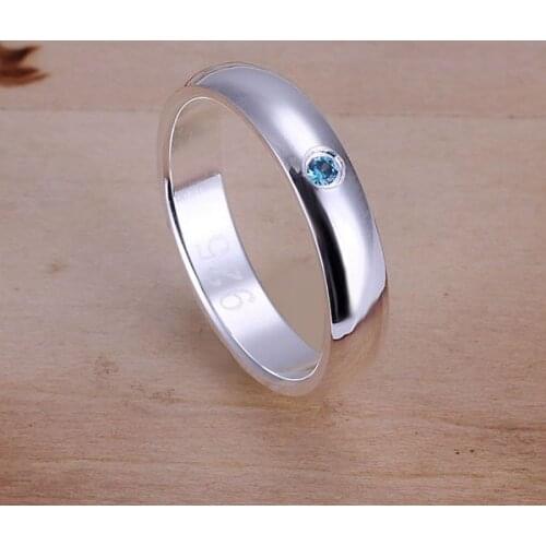 Wholesale High Quality Jewelry Fashion Jewelry Silver Plated Fashion Jewelry Inlaid Blue Stone Rings For Women Best Gift SMTR105