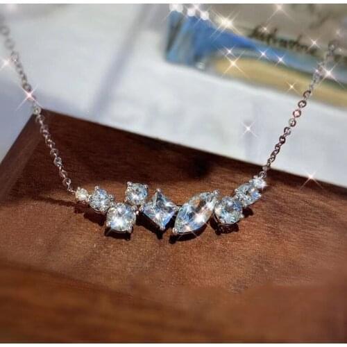 QTT Charms Irregular Aesthetic Crystal Necklace Charms Clavicle Choker Neck For Women 925 Sterling Silver Supplies for Jewelry