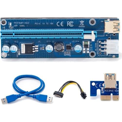 PCI-E Riser PCI E Express 1X to 16X Riser Card USB 3.0 PCI-E Sata to 6Pin Btc Bitcoin Mining Antminer Miner Power Cable