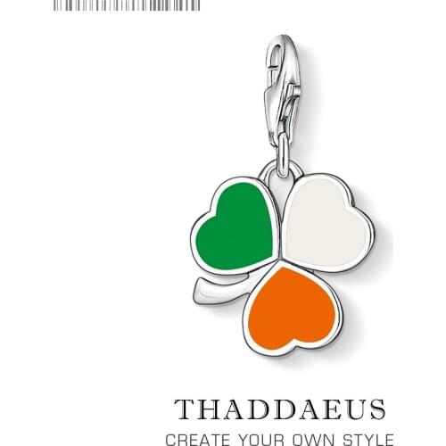 Three Leaf Clover Trefoil Irish Shamrock Pendant Charm For Women 925 Sterling Silver Jewelry Fit Bracelet Collier Saint Day Gift