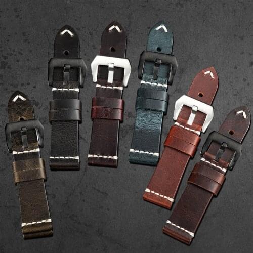 20mm 22mm Retro Watch Band Oil Wax Discoloration Cowhide Straps 24mm 26mm Men Women Leather Bands Watch Replacement Accessories
