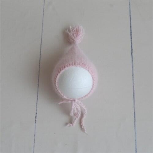 Fluffy Angora Sleep Bonnet Newborn Pink Fuzzy Hat Photography Props Knit Baby Animal Hat Photo Props
