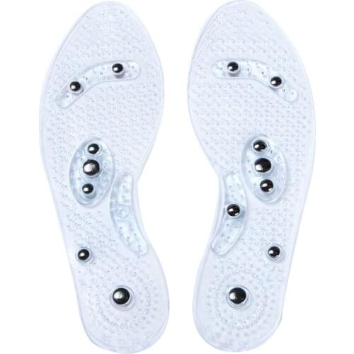 Magnetic Therapy Foot Massage Insoles Shoe Inserts Pad Transparent Silicone Anti-fatigue Slimming Leg Massager Weight Loss