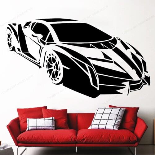 Modern Racing Car Wall Sticker Sports Automobile Vechile Wall Decal Boy Room wall decor removable art mural HJ416