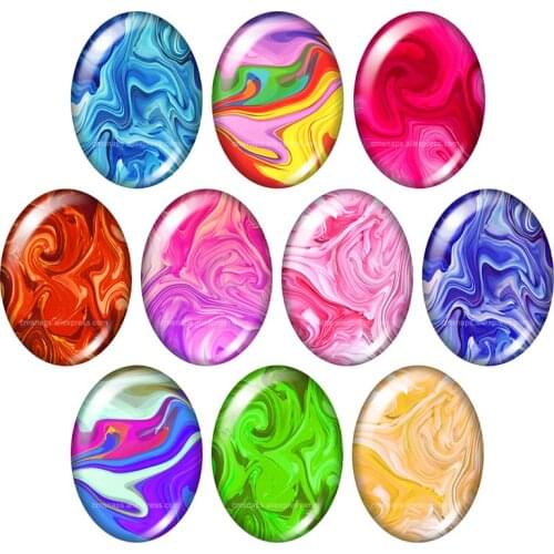 Beauty Stars Patterns Leopard flowers 13x18mm/18x25mm/30x40mm mixed Oval photo glass cabochon demo flat back Jewelry findings