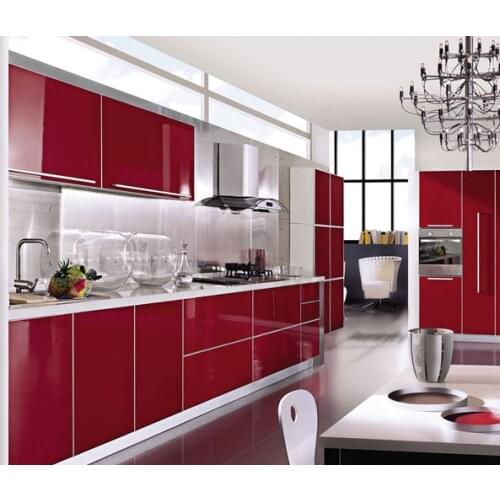 Dark red kitchen cabinet