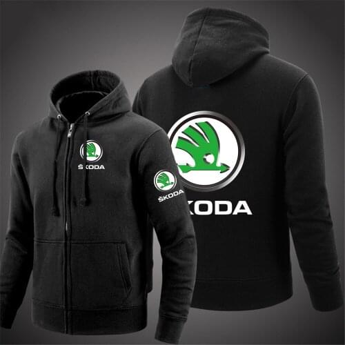 Unisex Spring Skoda Hoodies Print Jackets Sweatshirts Mans Cotton Car Logo Men Harajuku Sportwear Zipper Coats Tops