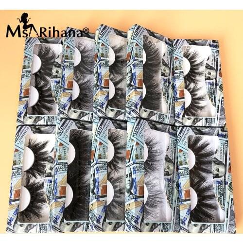 Thick Long 25 MM Mink Lashes Money Box Package Fluffy 5D False Eyelash Extension Supplies Natural Magnetic Eyelashes Vendors