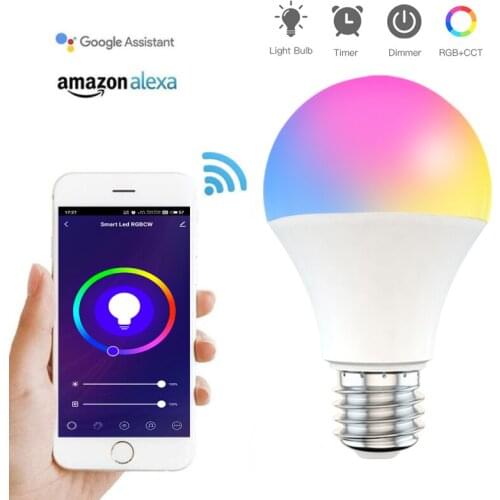15W WiFi Smart Light Bulb E27 B22 Dimmable RGB+CCT 85-260V Smart Light Bulb Voice Control Work With Alexa Google Home