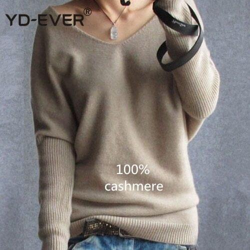 Spring autumn cashmere sweaters women fashion sexy v-neck sweater loose 100% wool sweater batwing sleeve plus size pullover