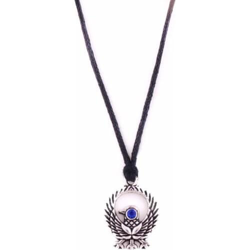 Yatagarasu Crow Pendant Japanese Raven Prosperity Amulet Pendant wax rope necklace