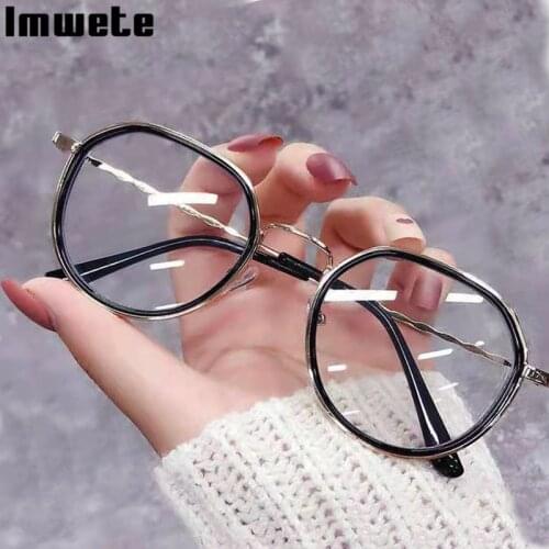 Imwete Metal Frame Women Myopia Glasses New Anti-Blue Eyeglasses Computer Mobile Phone Eye Protection Eyewear -1.0 1.5 2.0 2.5