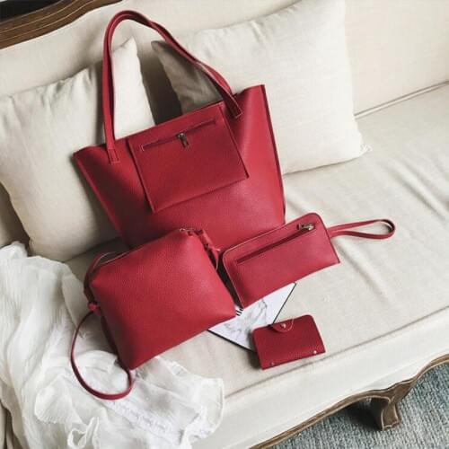 Women Top-Handle Bags Female Composite Bags 2018 Women Messenger Bags Handbag Set PU Leather Wallets Key Bag Set